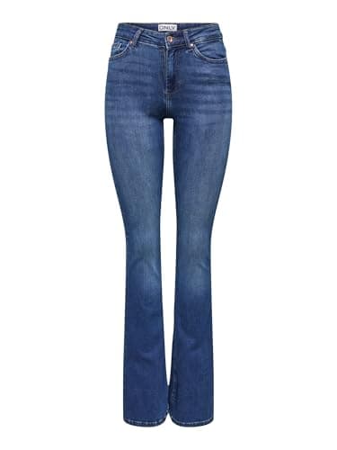 Image of ONLY Women's ONLBLUSH MID Flared DNM TAI021 NOOS Jeans, Dark Blue Denim, L/32