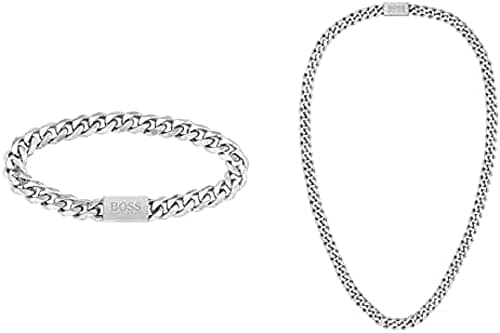 Image of BOSS Jewelry polished stainless steel bracelet and necklace for men