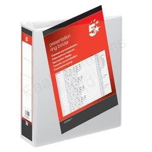 Image of 5 Star A4 Ring Binder Presentation Folder 4 D-Ring 65mm White (Pack of 10)