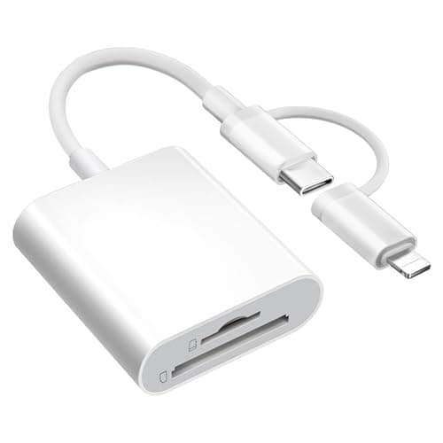 Image of Dual Connectors Dual Slots SD Card Reader for iPhone iPad, Lightning & USB C to MicroSD/SD Card Viewer Camera Memory Card Reader USB C OTG Adapter for Devices with iOS/Android/Other System