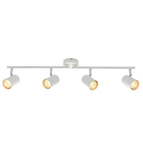 Image of Arezzo Modern 4 Way Decorative Matt White Finish GU10 LED Compatible Adjustable Dimmable Ceiling Spotlight Bar Track Lighting