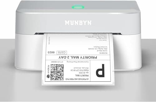 Image of MUNBYN Bluetooth Shipping Label Printer, 4x6 Thermal Label Printer for Small Business, Compatible with iPhone, Android, Windows, macOS, Etsy, Shopify, eBay, Royal Mail, DHL, DPD, Evri, 403B, White