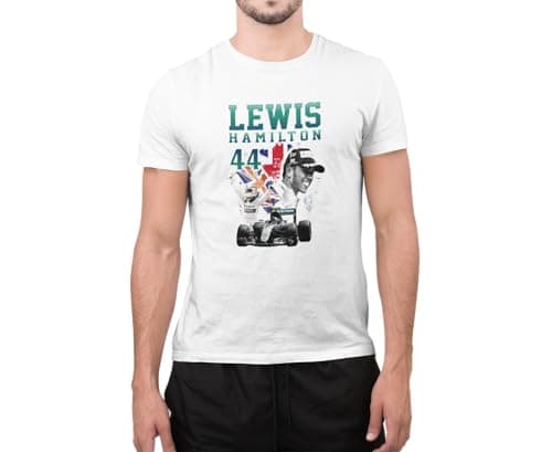 Image of Graphic Impact Funny Lewis Hamilton 44 Unisex Tumblr Racing Racer Novelty Top T-Shirt (White, Small)
