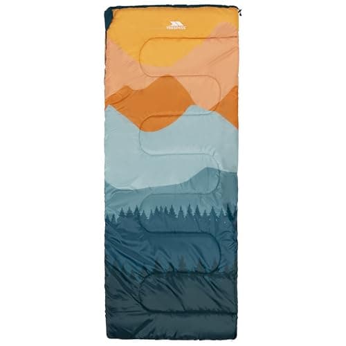 Image of Trespass Sleeping Bag Lull - 3 Season, Printed, Envelope Shape, Shoulder Drawcord, 2 Way Zip, 180cm x 70cm, Comfort 0ºC, Upper 5ºC, Lower -12ºC
