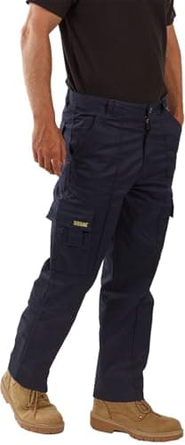 Image of SITE KING Mens Cargo Combat Work Trousers Sizes 28 to 56 with Button & Zip Fly (36 Waist / 36) Navy