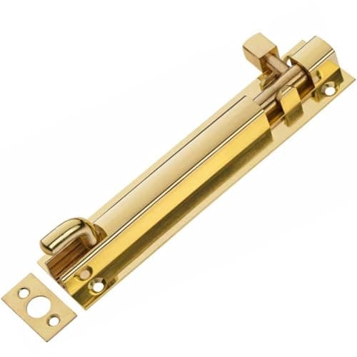 Image of Merriway® BH00775 Swan Neck Surface Slide Door Bolt, 100 mm (4 inch) - Brass