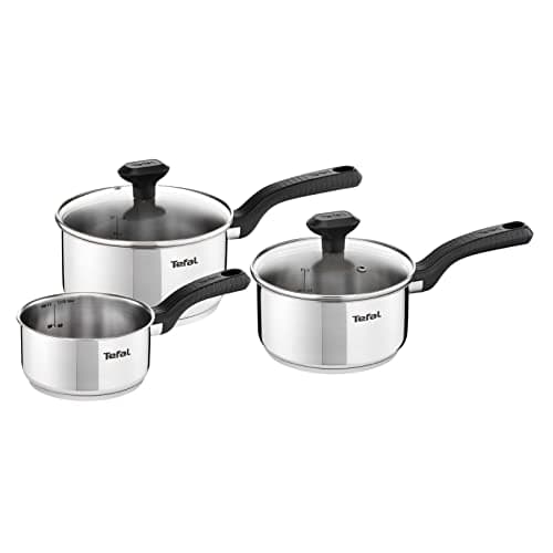 Image of Tefal Comfort Max 3 Peice Stainless Steel Set, Durable Cookware for Healthy Cooking, Induction Compatible, Ergonomic Stay-Cool Handle, C973S344