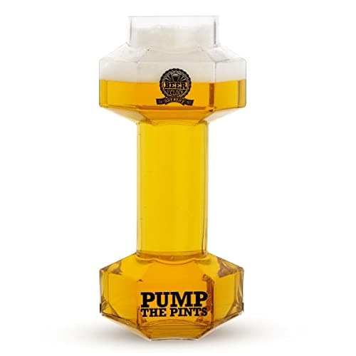 Image of CKB LTD Dumbbell Beer Glass Novelty Gym Themed Shaped Single Lager Pint Glass Large Clear - 650ml