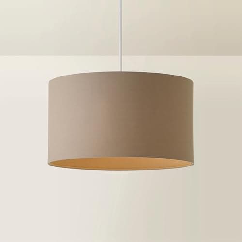 Image of ValueLights | Reni Taupe Fabric Drum Ceiling Lamp Shade (D) 35cm | Shades, Home Décor & Improvement Essential