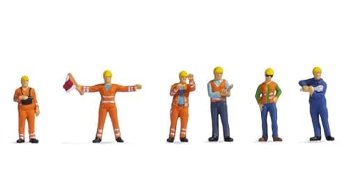Image of Noch® Manoeuvring Hand Painted Figures Set of 6 for H0 Model Railway for Realistic Station Scenes