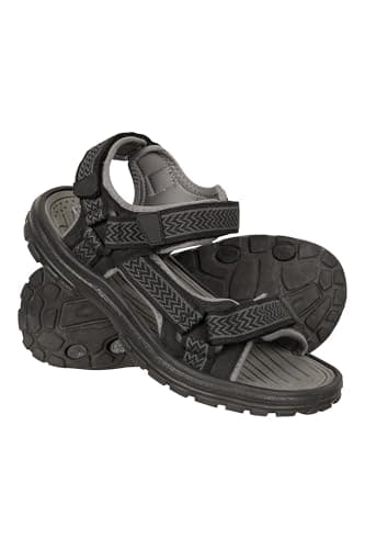 Image of Mountain Warehouse Crete Mens Sandals - Durable Summer Shoes, Sturdy Grip, Cushioned Footbed, Neoprene Lined, Hook & Loop Straps Beach Shoes - for Spring Travel, Walking, Grey, 11 UK