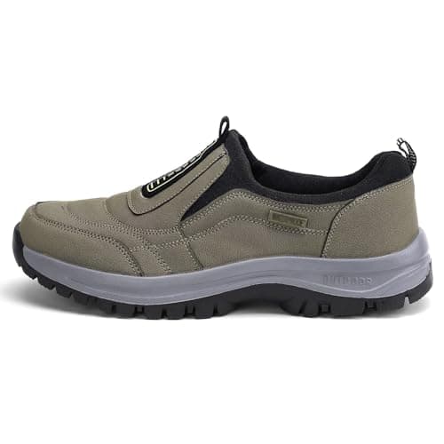 Image of Walking Shoes for Men Outdoor Hiking Orthopedic Shoes with Arch Support Slip On Waterproof Anti-Slip Lightweight Loafers Fashion Low-top Safety Sneakers(Brown,8 UK)