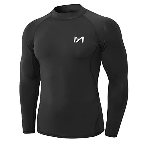 Image of MEETYOO Men’s Compression Base Layer, Men Top Long Sleeve T-Shirt Sports Gear Fitness Tights for Running Gym Workout Black