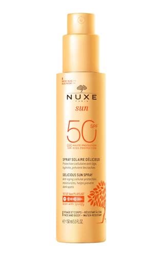 Image of Nuxe Sun Melting Spray for Face & Body SPF50 150ml, High Protection Sunscreen, With Patented Filtering Complex, Prevents Dark Spots & Photo-Ageing, Water-Resistant, Moisturising