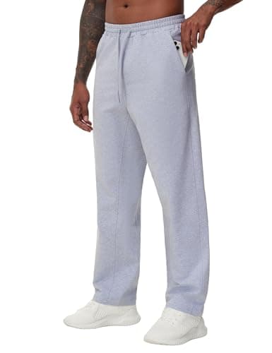 Image of THE GYM PEOPLE Mens Baggy Joggers Lightweight Drawstring Tracksuit Bottoms Open Bottom Trousers Seweatpants with Pockets Athletic Sport/Grey/M
