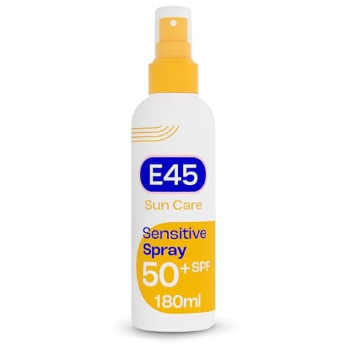 Image of E45 Sun Body Cream Spray for Sensitive Skin. Hydrating Sun Spray with very high UVA and UVB protection and SPF 50+. Instantly Moisturising for Dry Skin, Sensitive Skin and Eczema Prone Skin - 180 ml