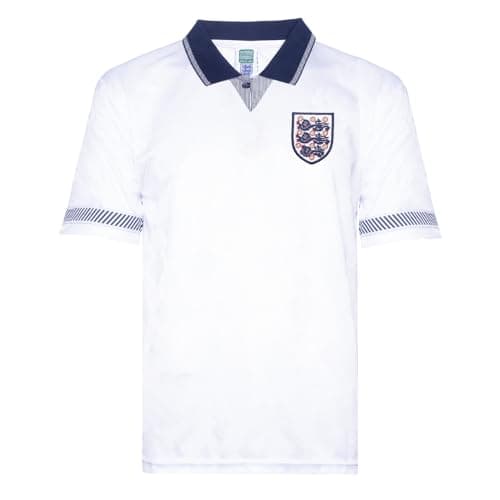 Image of Score Draw England 1990 World Cup Finals Retro Football Shirt White Medium Polyester