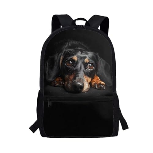 Image of POLERO Dachshund Backpacks for Sausage Dog Lovers Bookbags Casual Travel Daypack School Bag for Kids