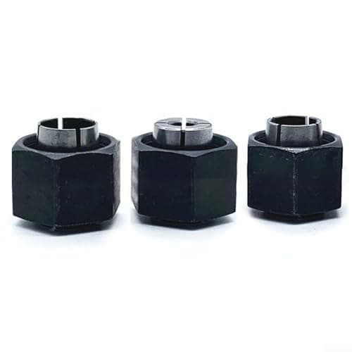 Image of Desiumite Metal Chuck Collet Set For DeWalt Router DW616 DW618 DW621 Replacement 2610906283 326286-03 Black 1/4 1/2 12Mm Compatible Parts(6.35MM)