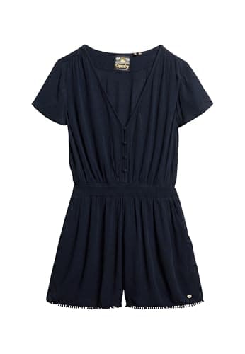 Image of Superdry Beach Playsuit Short Sleeve Short Dress 2XS, blue, XXS
