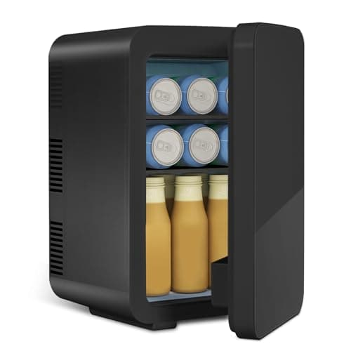 Image of ARTETHYS Mini Fridge for Bedrooms 10L Car Fridge Mini Refrigerator with System Cooler and Warmer for Home Office, 220V AC/12V DC, Glossy Black