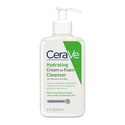 Image of CeraVe Cream-to-Foam Cleanser With Amino Acids, 3 Essential Ceramides, Hyaluronic Acid, MVE Technology, For Normal to Dry Skin, Fragrance Free, Non-Comedogenic, 236ml