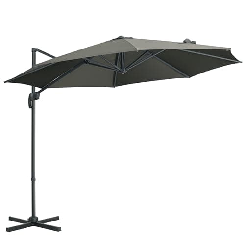 Image of Outsunny 3 x 3(m) Cantilever Parasol with Cross Base, Garden Umbrella with 360° Rotation, Crank Handle and Tilt for Outdoor, Patio, Grey