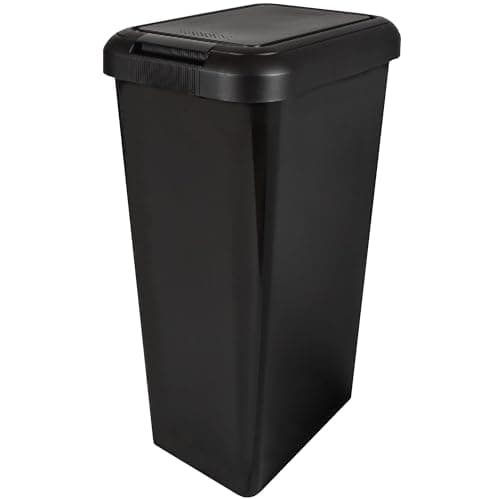 Image of KetoPlastics Kitchen Bin Touch and Lift Rectangle Swing Bin as a Kitchen Waste Rubbish Recycle Bin 45L - Black