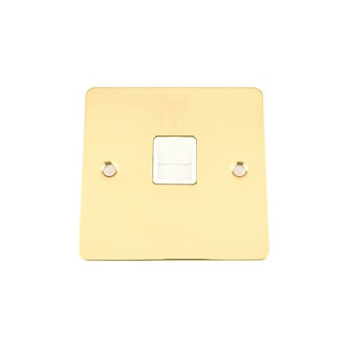 Image of Master Telephone BT Plug Socket - Polished Mirror Brass Flat - White Insert