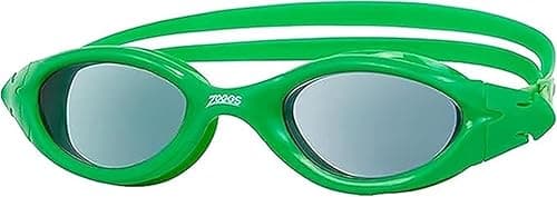 Image of Zoggs Panorama Kids Swimming Goggles (Smoke Lens, Green, 6-14 Years) with Tinted UV Protection & Soft, Anti-Leak Seal, Wide Vision with Anti-Fog, Junior Boys & Girls Swim Goggles Kids