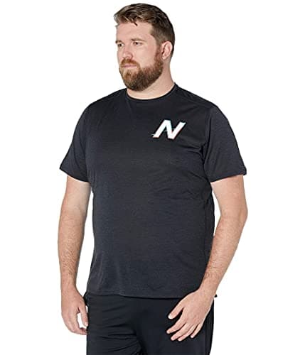Image of New Balance Men's Impact Run Short Sleeve 20 Shirt, Black/Wave Blue, S