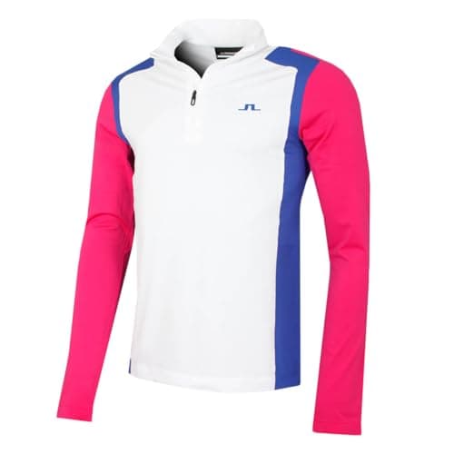 Image of J.Lindeberg Mens Lukas Quarter Zip Mid Layer Sweater - Pink Peacock - S