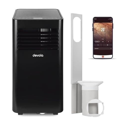 Image of Devola 9000 BTU WiFi Portable Air Conditioner, 4-in-1 Cooling, Dehumidifier, Fan & Sleep Modes, 24H Timer, 2 Window Venting Kit Included, Air Conditioning Unit For Rooms Up to 18㎡(Black)
