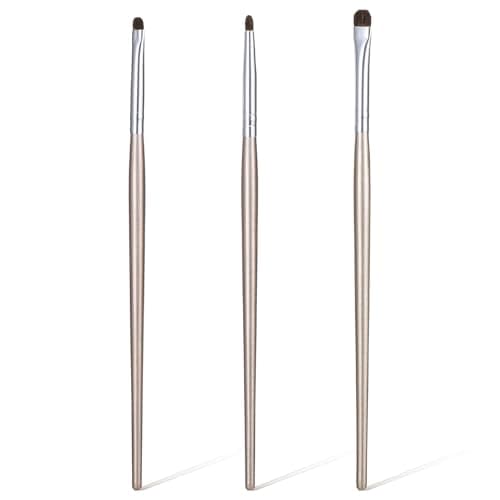 Image of 3 Pcs Flat Eyeliner Brush Eyeliner Smudge Brush for Eyeshadow Brushes Mini Eyeliners Brushes Fit Powder Gel Cream Liquid Concealer Blending Corner Highlighter Women Festival Gifts Light Gold