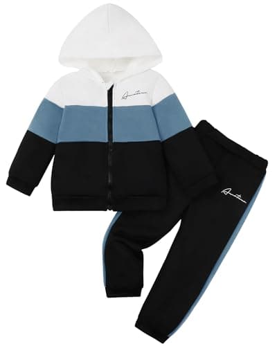 Image of Hotfiary Boys Tracksuit Set Age 2-9 Years 2 Piece Zip Up Hoodie & Joggers Sweatpant Toddler Kids Sports Sweatsuit for Running Walking Hiking
