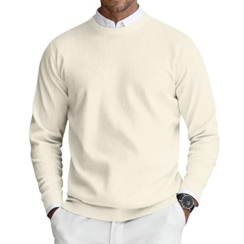 Image of Crew Clothing Mens Sweaters Crew Neck Jumper Knitted Pullover Men Soft Sweater Lightweight Classic Jumpers Long Sleeve Sweatshirts 01-Pink L