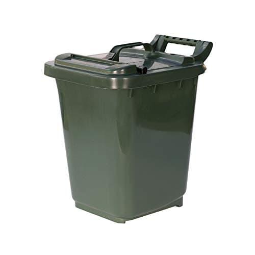 Image of Kerbside Compost Caddy with Locking Lid - Green - for Food Waste Recycling (23 Litre) - 23L Plastic Composting Kerbside Bin with Composting Guide