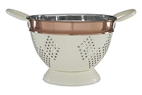 Image of Premier Housewares 507373 Prescott Colander, Strainer, Stainless Steel, Medium - Cream/Copper