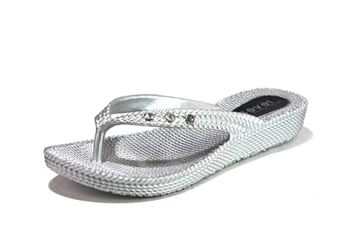Image of Womens Diamante Slippers Comfort Slip On Summer Beach Stylish Ladies Casual Soft Sole Flip Flop UK Size 3-8