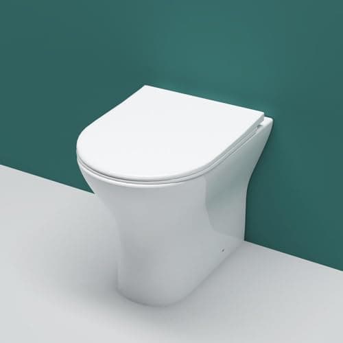 Image of Sky Bathroom Back to Wall Toilet Modern Pan Soft Close Seat Space Saving White