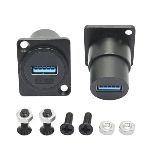 Image of Riertostng 2Pcs USB 3.0 Panel Mount Connector Socket, D-Type USB 3.0 Through Data Female to Female Coupler with Install Screw, USB High Speed Data Extension Adapter