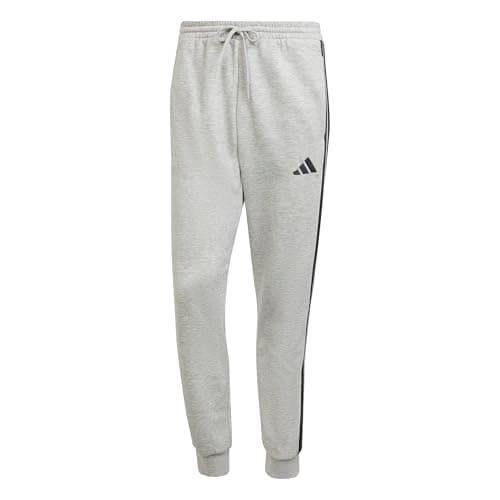 Image of adidas Men's Essential Three Stripes Fleece Pant, Medium Grey Heather/Black, M