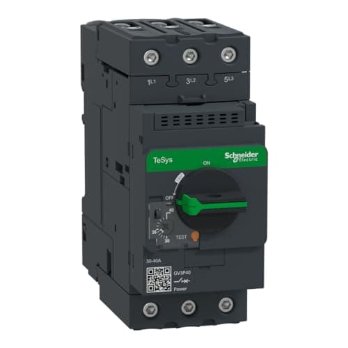 Image of Schneider Electric TeSys GV3 - Motor Circuit Breaker, 3 Pole, 30-40A, Thermal Magnetic, Rotary Handle, EverLink Terminals, GV3P40