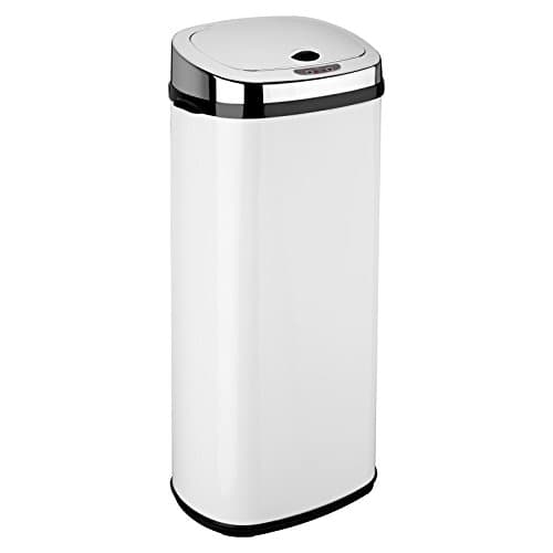 Image of Rect 50L Stainless Steel Auto Sensor Kitchen Waste Dust Bin Automatic Motor White