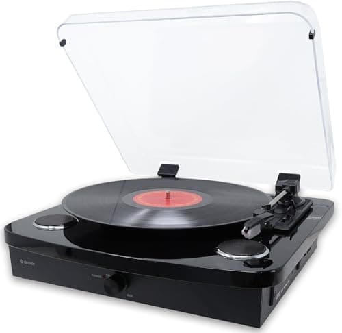 Image of Denver Vinyl Record Player With Stereo Speakers - Bluetooth Send & Receive - USB & SD Recording - AUX IN & RCA Out - VPL-230 Black