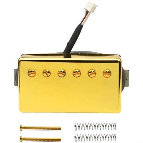 Image of ComfyHarbor Alnico II Guitar Pickup With Brass Cover, 5-Pin For JST Connector For Electric Guitar, Wax Potting, Vacuum Sealed, Copper Baseplate For Vintage Tone And Noise Reduction