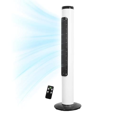 Image of COZYBRITE Tower Fans Cooling 38 inch Oscillating Fan with Remote Control 3 Wind Modes 7.5 Hours Timer 3 Speed Setting Quiet Bladeless for Living Room Bedroom Home Office LG38-01AR