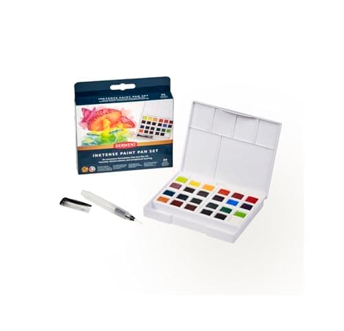 Image of Derwent Inktense Paint 24 Pan Palette, Set of 24, Half Pan Size, Water-Soluble, Ideal for Painting & Crafts on Paper & Fabric, Professional Quality, 2306318
