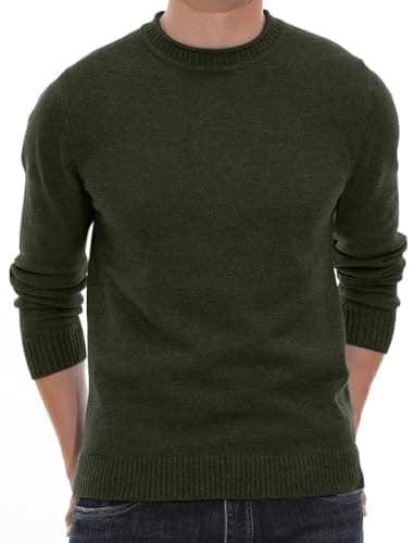 Image of Sailwind Men's Jumpers Tops Winter Warm Knitted Crew Neck Jumper Long Sleeve Soft Cozy Mock Neck Knitwear Pullover Sweaters for Men (VG Army Green, S)