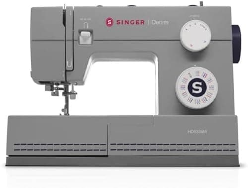 Image of Singer Heavy Duty Jeans 6335M Denim with 32 stitches with powerful motor for thick fabrics, multiple layers and denim.